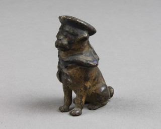 A cold painted bronze figure of a seated "sailor" dog 1"