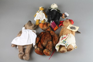 A Cotswold Collector's Bear Panda - Puffin, a Gertie Wiggins Bear 11", a Rotraud Like bear - Trudi 11", a Cliff Richard Collection bear 11" and a Ro Lu bear - Martha 8" 