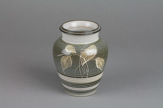 A Denby Studio oviform vase decorated with stylised leaves 5"