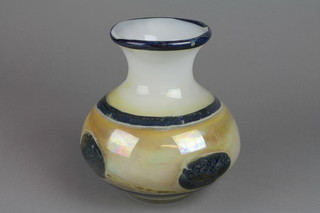 A 1970's Val.St.Lambert freeform baluster vase with a band of decoration 7 1/4" 