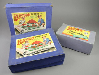 2 Bayko building sets no.1 with red roofs and complete with 2 catalogues, a Times 2 set with red roof