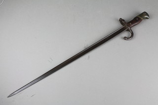 A French chassepot bayonet, the back of blade engraved, no scabbard
