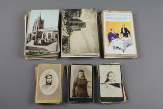 3 postcards and early photograph portraits 