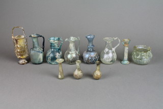 A collection of Roman vessels including jugs, vases and bottles (11)
