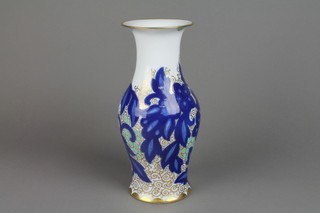 A Rosenthal baluster vase with blue and gilt floral decoration 10" 