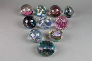 8 Caithness and 2 Selkirk glass paperweights