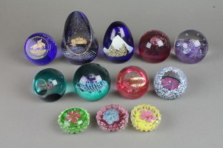 14 Caithness paperweights including faceted and flattened circular 