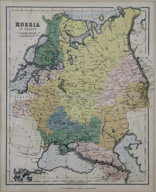 W & R Chambers, map of Russia in Europe with coloured highlights 11 1/2 x 9 1/2" 
