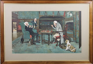 Cecil Aldin prints, 3 interior scenes and a hunting scenes, framed as a set 14" x 24" 