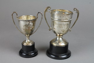 2 silver twin handled trophy cups Birmingham 1933 190 grams and London 1948 120 grams