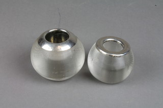 2 silver mounted glass match striker holders, Birmingham 1903 and London 1905