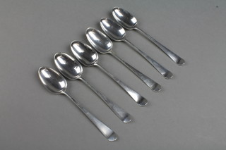 A set of 6 Georgian silver old English teaspoons with chased monogram 82 grams