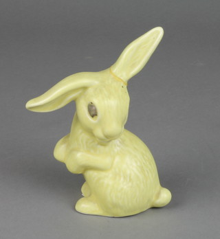 A rare yellow Sylvac bunny sitting on his back legs 5"