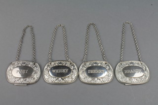 4 silver plated spirit labels 