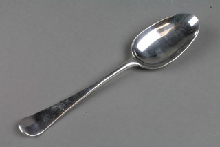 An early Georgian silver table spoon with chased monogram, 72 grams