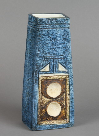 A Troika coffin vase decorated with stylised motifs by Tina Doubleday 7"  