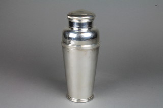 A silver plated tapered Art Deco style cocktail shaker 