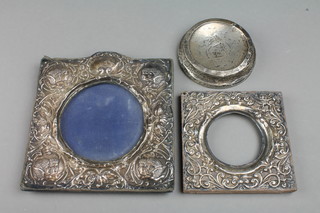 A repousse silver Reynolds Angels photograph frame, 1 other and a dish 