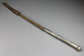 An Edwardian silver plated mounted horse riding crop 