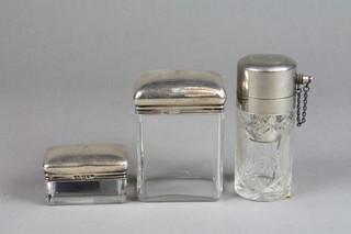 2 silver mounted toilet bottles, London 1891 and London 1894 together with an atomiser 