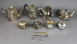 A silver plated 4 piece tea set and minor plated items