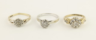 3 diamond set rings, size K, L 1/2 and L 1/2