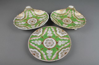 Two 19th Century shell dishes and a 19th Century plate