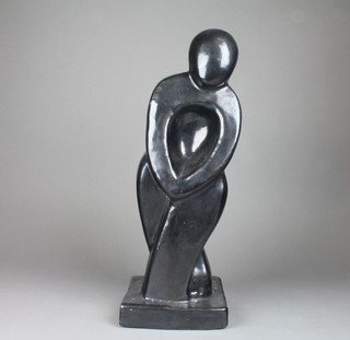 A 1970's slip glazed ceramic figure 18"