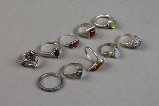 10 silver gem set rings