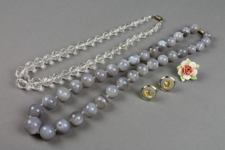 A faceted glass bead necklace and minor jewellery