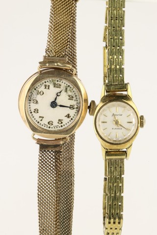A lady's 9ct gold wristwatch and a gilt ditto 