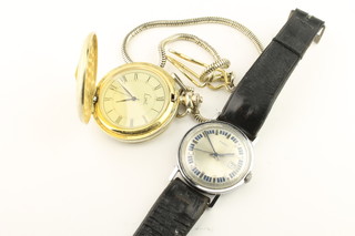 A 1970's Timex steel cased wristwatch and a pocket watch