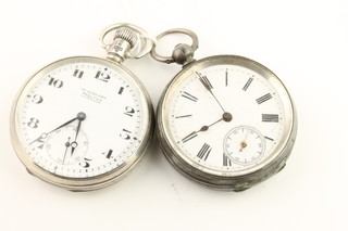 2 silver pocket watches with seconds at 6 o'clock 