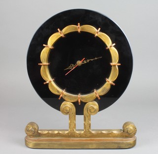 A stylish Art Deco glass and gilt metal timepiece 14" 