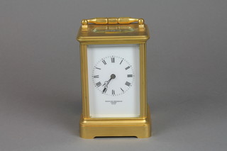 Charles Frodsham, an 8 day carriage clock with enamelled dial and Roman numerals, the dial marked 19103 5" 