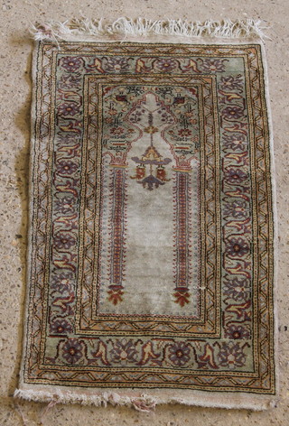 A blue ground Persian prayer rug 40" x 23" 