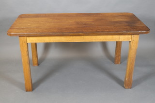 A Victorian oak Arts & Crafts dining table on square chamfered supports 29 1/2"h x 60"w x 30"d