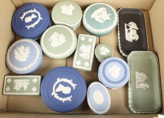 A quantity of modern Wedgwood Jasperware boxes and dishes 