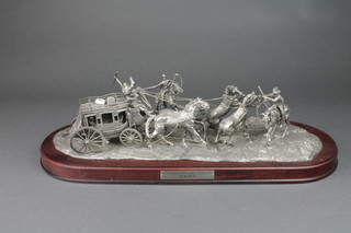 A Western Heritage Museum silvered figure group "Hold Up" 22" 