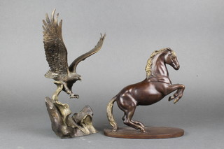 Roland Van Ruyckevelt, a limited edition bronze figure "The Wings of Glory" 11" together with a  Brooks & Bentley bronze figure of a standing Lipizzan horse on an oval base 8" 