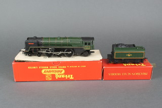 A Triang OO gauge R259 locomotive Britannia in green livery with tender, boxed 
