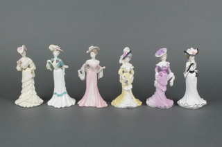 A set of 6 Coalport porcelain figures of Edwardian ladies 