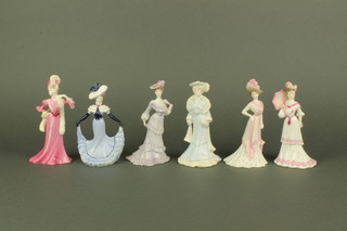 A set of 6 Coalport porcelain figures of Edwardian ladies