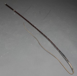 A briar driving whip with silver ferrules 