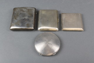 2 silver cigarette cases and 2 silver compacts, gross 352 grams