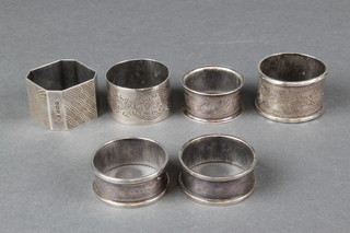 6 silver napkin rings, 118 grams