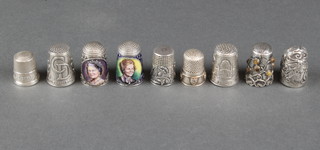 6 silver thimbles and 3 others