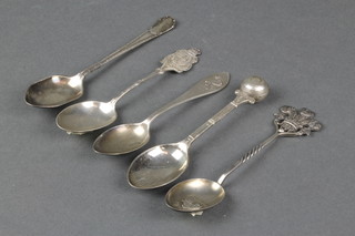 4 silver teaspoons, 1 other 