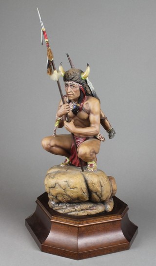 An Aynsley porcelain figure - The Lone Indian by John Aynsley 12" on a wood plinth