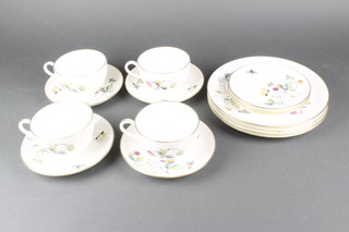 A Royal Worcester 16 piece tea set decorated with insects and fruit 